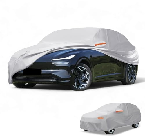 Partuto Helt exteriör SUV bilöverdrag vattentätt alla väder för bilar utomhus fullt skydd regn sol UV-skydd 190T-PU silverton passar för SUV-längd 182 cm till 190 cm