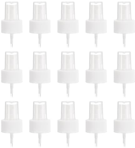 sourcing map 50 Stück weißer Sprühdeckel, 28/410 feiner Sprühnebel, wiederverwendbar, Ersatz-Sprühflasche, Pumpe, Kunststoffaufsatz für ätherisches Öl, Haar- und Körpersprays