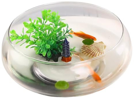 Fioriera a forma di fiore di loto, rotonda, da 15,2 cm, con semi di loto, ciotola trasparente per ninfee, ciotola decorativa in vetro per piante grasse idroponiche, pesci e decorazioni per la casa