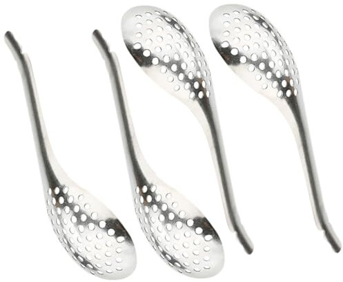 FONDOTIN 4pezzi Cucchiaio Sgocciolante Acciaio Inossidabile Per Caviar e Altri Alimenti Da Design Ergonomico Facile Da Usare Per La Preparazione Di Piatti Gourmet