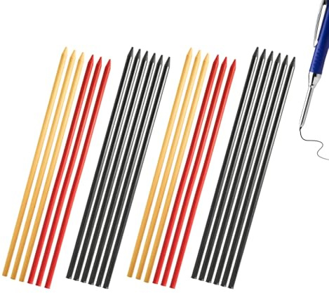 Flewdart 24pcs 2.8mm Mine Crayon Chantier Menuisier Noir Rouge Jaune Compatibles Avec Pica, Mine Crayon Charpentier, Recharges De Crayons Chantier, Porte Mine Chantier (24)