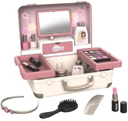 Smoby - My Beauty Kosmetikkoffer – Frisieren + Schminken - Mitnehm-Spielkoffer mit Spiegel & Zubehör (unechte Spielkosmetika), für Kinder ab 3 Jahren