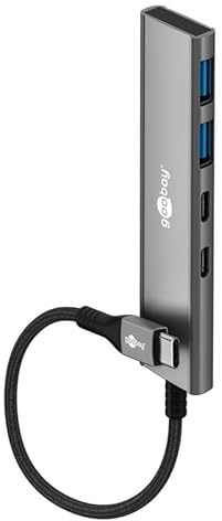 goobay USB-C Hub, 4-Port 3.2 Adapter mit 5Gbit/s, 2X C und 2X A Ports, Slim Aluminium Design für MacBook, Windows, Laptop, Tablet & Smartphone - 76563