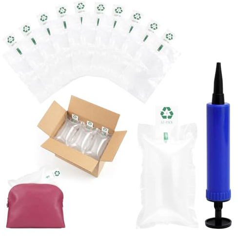 200 stycken bubbelkuddar fyllningsmaterial 9 x 15 cm, luftkuddar förpackningsmaterial förform, förpackningschips bubbelkuddar, transportdynmaterial, uppblåsbara påsar med återanvändbara pumpar