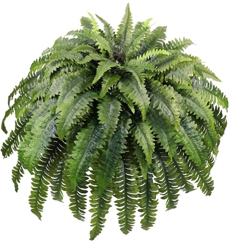 51 Fake Ferns Artificial Plants Large, 96 Fronds Artificial Ferns for Outdoors and Indoors, Realistic Extra Large Faux Boston Fern with Vines for Planter Porch Patio Home Office Decor, UV Resistant