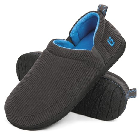 LongBay Men's Two-Tone Slippers Supportive Memory Foam Breathable House Shoes with Non-Slip Sole Indoor Outdoor
