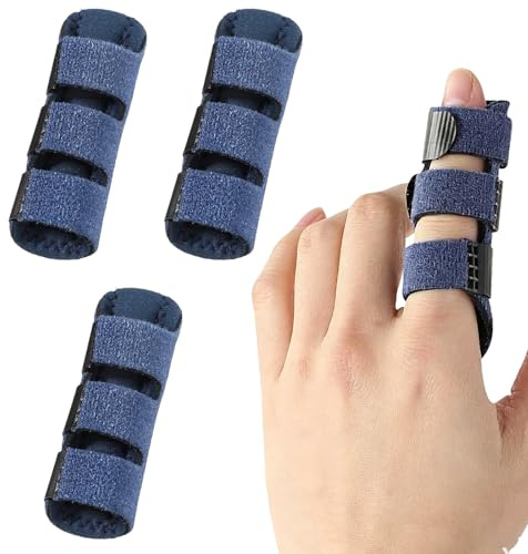 BDGYCK 3 Piezas Férula de Dedo, Protector Dedo en Gatillo, con 3 bandas de fijación ajustables, para Artritis, Tendinitis y Esguince de Pulgar(Azul)