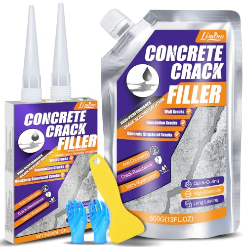 Reboucheur de Fissures pour Béton – 500g Reboucheur de Fissures en Ciment Auto-Nivelant et Haute Elasticité pour Allées, Trottoirs, Murs, Joints – Réparation Facile pour Béton, Asphalte, Mortier