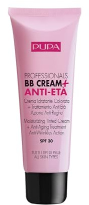Pupa BB Cream + Anti-Aging Professionals (Farbe Sand) - Feuchtigkeitsspendende Getönte Creme für das Gesicht + Anti-Aging Behandlungscreme, Perfekte, Hydrierte und Glatte Haut den ganzen Tag über