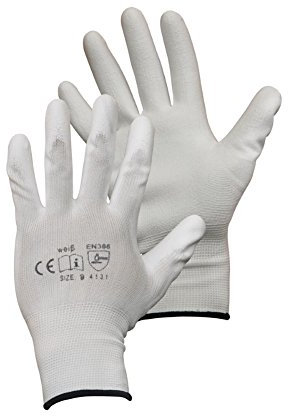 Montagehandschuhe - 12 Paar - Arbeitshandschuhe - Farbe: weiß - 9 (L)