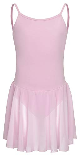 tanzmuster ® Ballettkleid Mädchen ärmellos - Maggie - aus weicher Baumwolle mit Chiffon Röckchen Ballettbody fürs Kinder Ballett in hellrosa, Größe:128/134