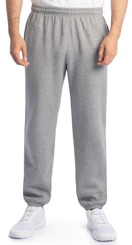Fruit Of The Loom Mens Eversoft Fleece Elastic Bottom With Pockets, Relaxed Fit, Moisture Wicking, Breathable Sweatpants, Grey Heather, XX-Large US