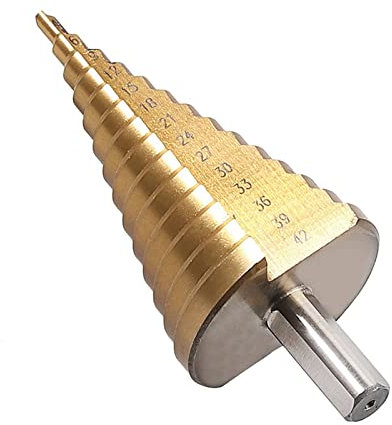 Punta per trapano a cono HSS, 4 – 42 mm, 14 misure, ideale per metallo, legno, plastica