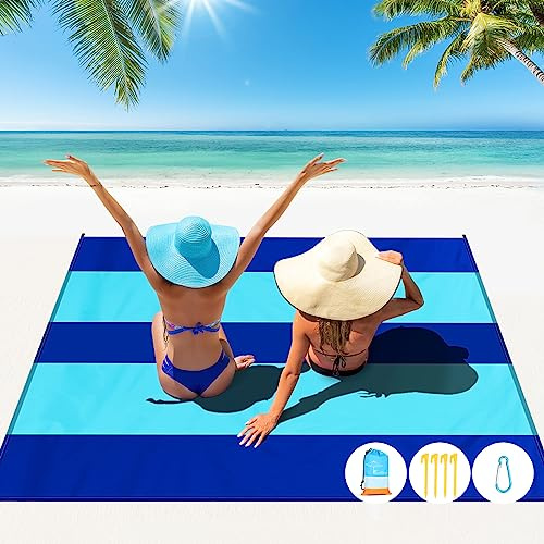 Famstar Beach Blanket Oversized Extra Large 78 X 81,Waterproof Sandproof Beach Blanket 1-7 Adults Lightweight Durable for Travel Camping Hiking Picnic