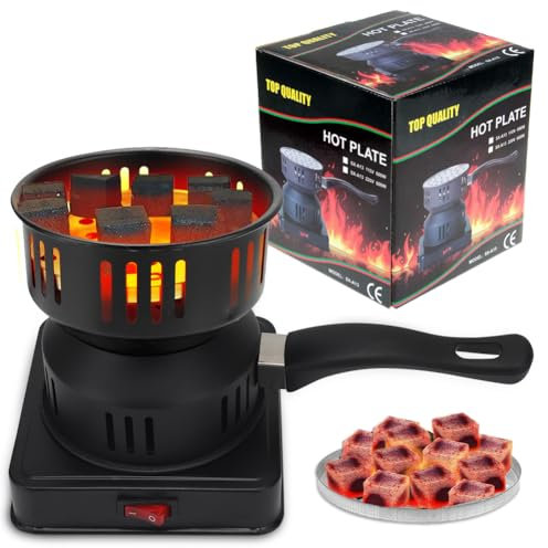 ASANMU Encendedor de carbón, encendedor de carbón con pinzas y mango aislado del calor, 450-600 W, encendedor de carbón eléctrico premium, 450-600 W, potente, rápido y seguro