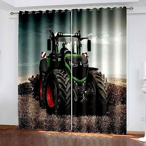Schattierung Vorhänge Junge Traktor 3D Druck 2Er Set Isolierung Schalldichte Kinder Gardinen Blickdicht Mit Ösen Vorhang Fenster Für Wohnzimmer SCHL