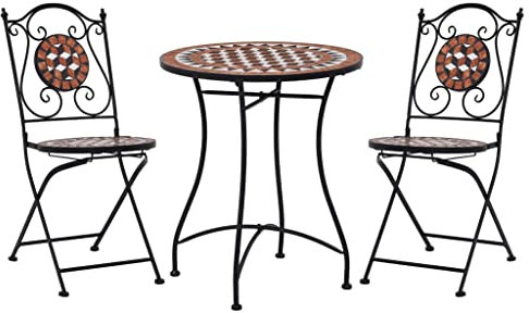 QZZCED Balkonmöbel-Sets Gartenmöbel-Sets Terrassenmöbel Garten-Couch-Set 3-TLG. Bistro-Set Mosaik Keramik Terrakotta für Gärten, Terrassen, Balkone