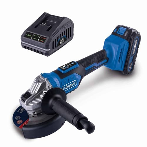 Scheppach Akku Winkelschleifer BC-AG125-X | SchleifscheibenØ 125mm | Drehzahl 2500‒10000 min-1 in 6 Stufen | Softstart & Überlastschutz | 20V-IXES-Serie | 10 Jahre Garantie | mit 2Ah Akku & Ladegerät