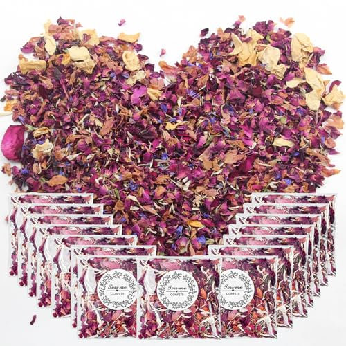 Elepl 15 Stück Blütenkonfetti 150g Getrocknete BlütenBiologisch Abbaubare Streublumen Hochzeit Konfetti Hochzeit Blütenblätter Hochzeit für Hochzeit Geburtstag Party Konfetti Diy-Bastelzubehör
