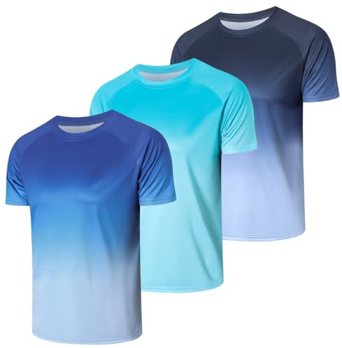 Cimic 3 Pack UV Shirt Uomini Rashguard UPF 50 + Protezione UV Camicie Acqua Nuoto Camicia Funzionale Uomo Casual Protezione Solare Sport Tshirt Uomo Traspirante per Il Nuoto all'aperto (0817-Navy-L)