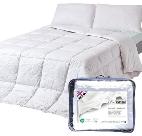 HOMESCAPES Couette été 220x240 cm, Couette légère en Soie de Mûriers, 4.5 Tog