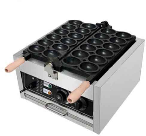 Máquina para hacer gofres con forma de huevo comercial, máquina para hacer gofres de huevo antiadherente eléctrica de 1800 WE, máquina para hacer bolas de gofres con brocheta de burbujas, temperatura