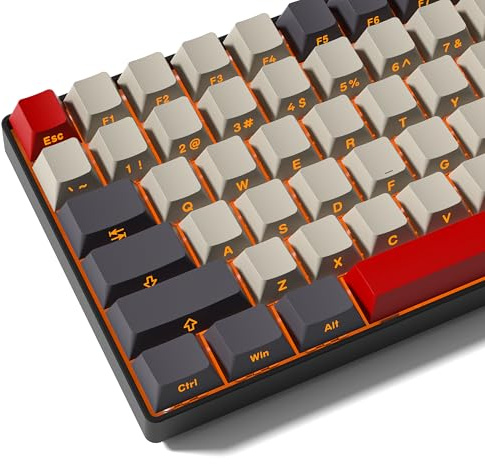 Rainy75 Shine Through Double Shot PBT Keycaps Set, Cherry Profile Custom Keycaps 60 65 75 100 Percent for 61/64/68/84/87/100/104/108 Retro Gaming Mechanical Keyboard, Purple Gray Red