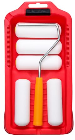 Mister Rui Mini Rollers for Painting, Gloss Roller 4 Inch, Foam Paint Roller with Tray for a Smooth Finish