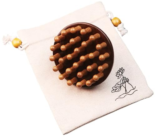 Massaggio corpo per la crescita dei capelli da donna e uomo - Spazzola in legno per terapia del cuoio capelluto, strumento rilassante per la testa in di sandalo | Pettine versatile in di