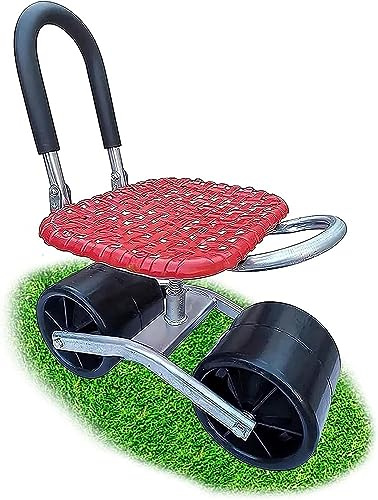 Asiento de jardinería giratorio de 360° con ruedas – Carrito de jardín ajustable para una fácil plantación y uso al aire libre – Cómoda ayuda de asiento para jardineros y tareas de jardinería en el