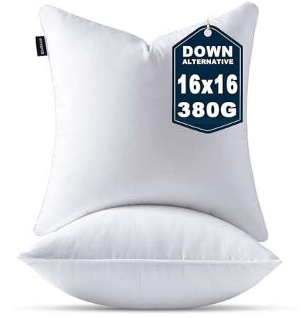 OTPIPCS 40 x 40 CM Cushion Insert Set of 2 Down Alternative 16 x 16 Inche Throw Pillow Inserts Small Fluffy Decorative Cushion White Square Pillows Stuffing for Living Room Couch Bed Sofa Cushions