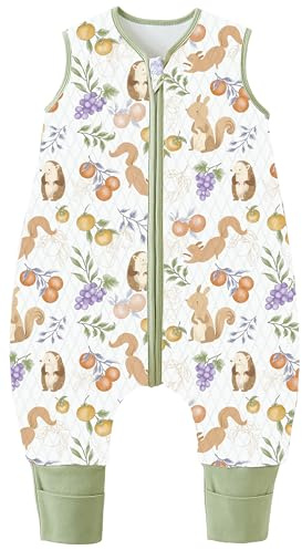 Chilsuessy Sacco nanna invernale per tutte le stagioni con piedini, 1,5 tog, 100% cotone, 1,5 tog/scoiattolo, 70 cm, altezza bambino 80-90 cm
