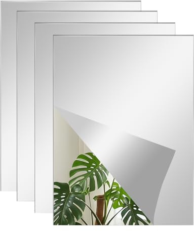 4 Piezas Espejo Acrílico para Pegar, Espejo Flexibles Sin Vidrio | 20cm × 30cm Espejos Autoadhesivos Acrílicos No Cristal, para Decoración del Hogar, Baño, Dormitorio, Armario, Sin Perforación