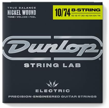 JIM DUNLOP DEN1074 - Cuerdas para guitarra eléctrica - Electric Nikel Perfomace + 10-74 8 cuerdas