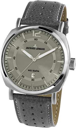 JACQUES LEMANS Herrenuhr Lugano Lederarmband massiv Edelstahl 1-1943F