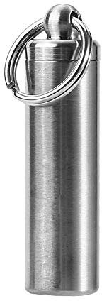 pillendose schlüsselanhänger mini,cielo holder steel, Pillendose, Etui Flasche Edelstahl Wasserdicht Täglich Kleine Pille Organizer, Schlüsselanhänger Tablettenhalter Medizin