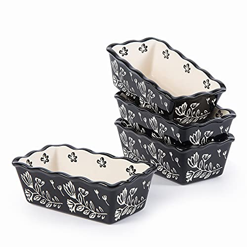 Wisenvoy Mini Loaf Pans for Baking - 4-Piece Ceramic Bread Pans