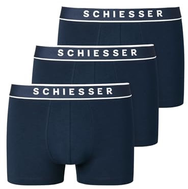 Schiesser Herren 3 PACK Boxershorts Bio Baumwolle Multipack - 95/5 Organic, dunkelblau_173983, 10/ 4XL