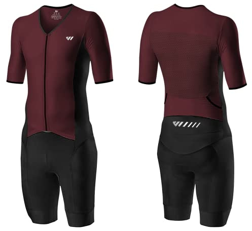 Lo.gas Herren Pro Trisuit Kurzarm Triathlonanzug für Rennen und Triathlon-Wettkämpfe -Triathlon-Anzug für Herren Rot XX-Large