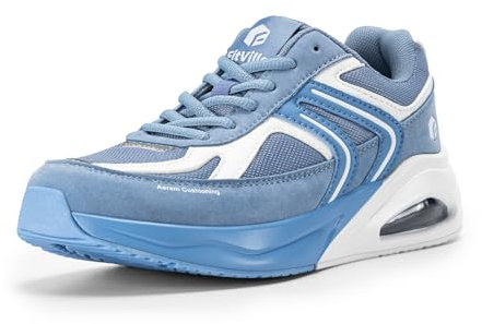 FitVille Sneaker Damen Extra Weite Sportschuhe mit Luftkissen Dämpfung Laufschuhe Atmungsaktiv Turnschuhe Leichte Joggingschuhe Straßenlaufschuhe Walkingschuhe Fitnessschuhe Blau 42.5 EU X-Weit