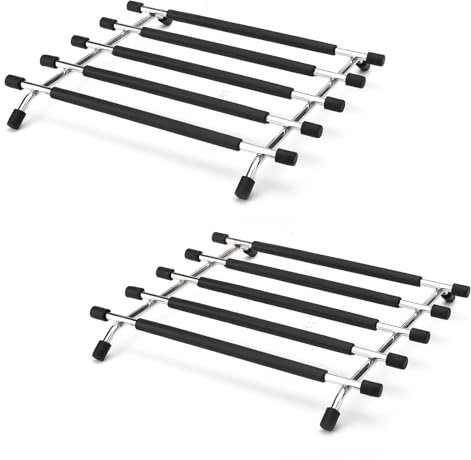 Trivets for Kitchen Worktops 2PCS, Black Kitchen Worktop Protector, Stainless Steel Worktop Protectors Heat Resistant Anti Slip Base Trivet for Hot Pans Heatproof Kitchen Accessories