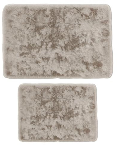 Mixibaby Badematten-Set 2-teiliges Weiche Badezimmerteppiche rutschfestes Schnell trocknend maschinenwaschbar Für Bad Dusche & WC 50x80 cm + 50x40 cm, Größe:50 x 80 cm + 50 x 40 cm, Farbe :Beige