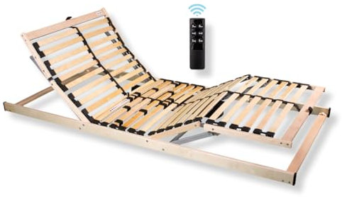 Schlaf Komfort BasicFit – Elektrischer Lattenrost, 7-Zonen Unterstützung, stufenlos verstellbar – Ergonomisch für gesunden Rücken & erholsamen Schlaf – fertig montiert, Made in Germany, 90x200 cm