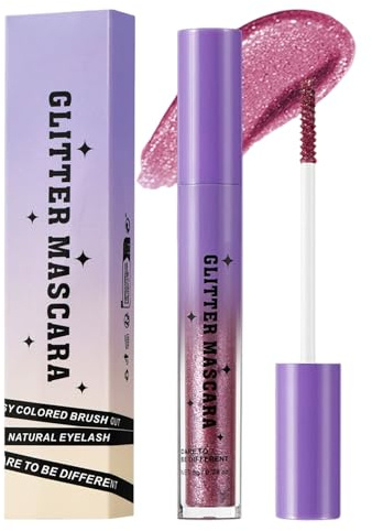 Mascara Glitter Liquido In Viola, Oro E Argento - Mascara Colorato Voluminoso E Impermeabile Per Feste, Matrimoni E Look Festivi, Lunghi E Radiosi