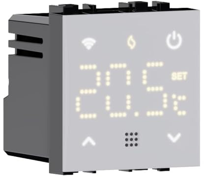 Elektronova Infälld termostat programmerbar modul 2P 240V vit bakgrundsbelyst pekskärm kompatibel på Bticino Living-media