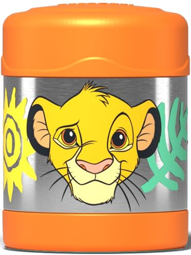 Thermos - Disney's Lion King Food Flask (290ml) - BPA Free, Stainless Steel, Spill Proof, Thermal Kids Flask with Personalised Name Labels for Lunch Box, 5 Hours Hot & 7 Hours Cold