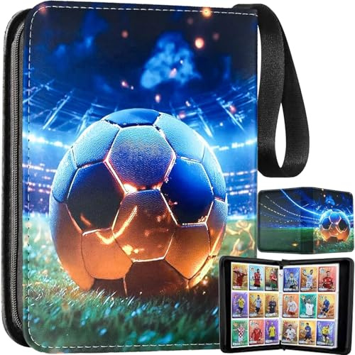 Kinfezlon Album di raccolta carte da calcio, 900 carte da collezione, 9 tasche, 50 pagine, per carte da calcio, album di ritagli, protezione laterale doppia, raccoglitori