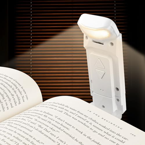 AiQInu Liseuse Lampe de Lecture Rechargeable, Lampe Livre LED avec Clip, 3 Couleurs et 5 Niveaux, Lampe pour Livre Rechargeable, Batterie Longue Durée