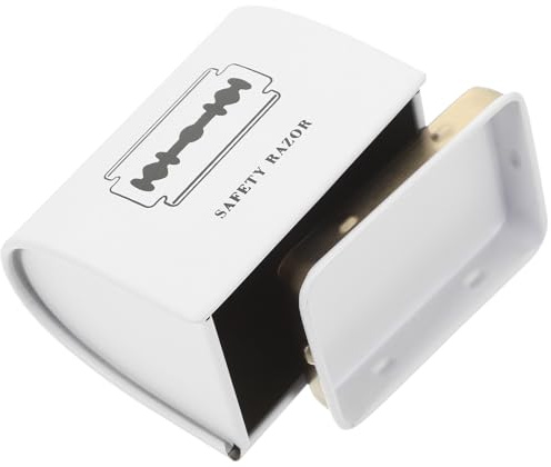 YARNOW Contenedor Blanco de Hojalata para Desechar Cuchillas de Afeitar Gran Capacidad y Función de Organización para Uso Profesional y Personal