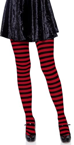Leg Avenue Femme Rayures 2 Tons Collants, Noir/Rouge, XL Grande Taille EU